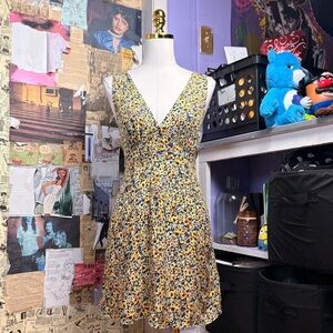 Motel Floral Mini Dress Yellow Daisy Mini Dress